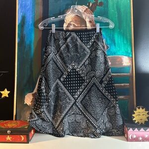 Y2K Chic Black and White Bandanna Patterned A-Line Skirt Size 14 Teen